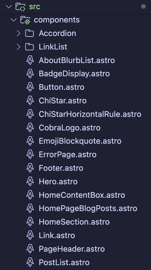 components screenshot
